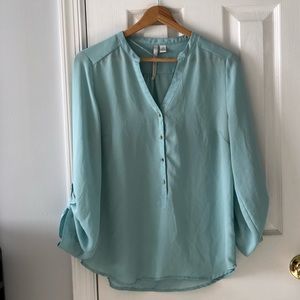 Sheer bubble-sleeved blouse